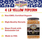 Organic Popcorn Kernels - 4lb Resealable Bulk Jug of Yellow Gourmet Popping Corn for Microwave, Stovetop, and Popper Machine by Great Northern Popcorn