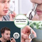 Precision Manual Nose Hair Trimmer: Stainless Steel, Nose and Ear Hair Trimmer, Nose Clippers, 360° Rotating Hair Trimmer, Includes Cleaning Brush (1 Pack)