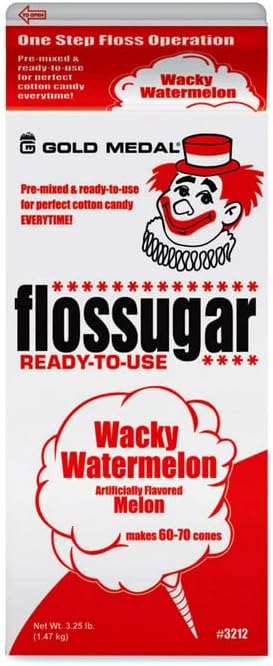 Cotton Candy Floss sugar Mix Flavors | Pack Of 6 | Birthday Cake, Wacky Watermelon, Bubble Gum, Banana, Blue Raspberry, and Lime Green Flavors | 1/2 Gallon Cartons