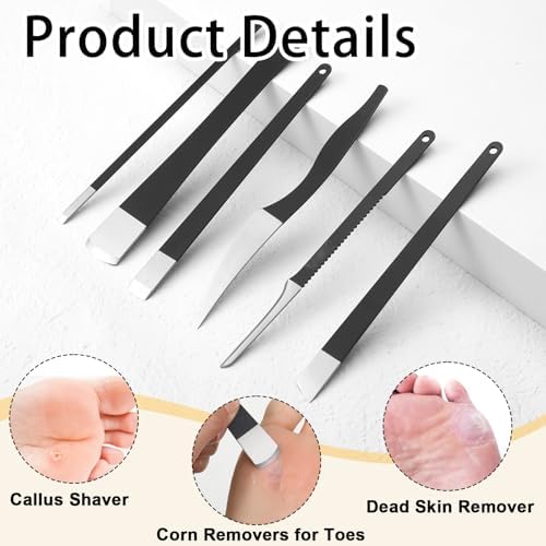 6 Pcs Ingrown Toenail Removal Kit, Stainless Steel Foot Callus Shaver Tools Professional Pedicure Knife Kits with A Storage Box Foot Care Tools for Dead Skin Callus Corn Foots File Rasp