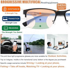 Multifocus Reading Glasses Men Bifocal No Line Progressive Multifocal Reader Blue Light Computer Frame Eyeglasses 2pk