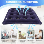 2-Pack Waffle Inflatable Seat Cushions with Pump, 18 Inch Beige 16-Hole Air Cushion for Pressure Relief, Wheelchair, Office Chair, Car Seat & Travel (Purple&Beige)