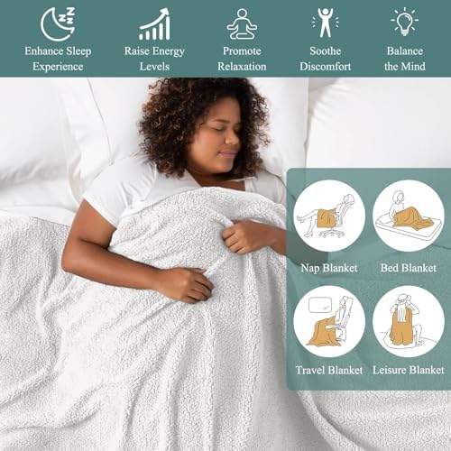 Grounding Blanket,Grounding Blanket Throw,Improve Sleep Energy.Earth Connected Throw Blanket with Silver Fiber,Grounding Blanket for Bed.Grounding Cord Included(50x60 Inch,White)