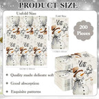 Zhanmai 200 Pcs Winter Napkins Paper Bulks Christmas Hand Paper Towels for Bathroom Home 2 Ply Disposable Cocktail Guest Napkins for Kitchen Dinner Holiday Party(Snowman)