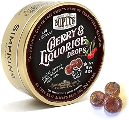 Simpkins Nipits Cherry & Liquorice Drops 2 x 175g Tin