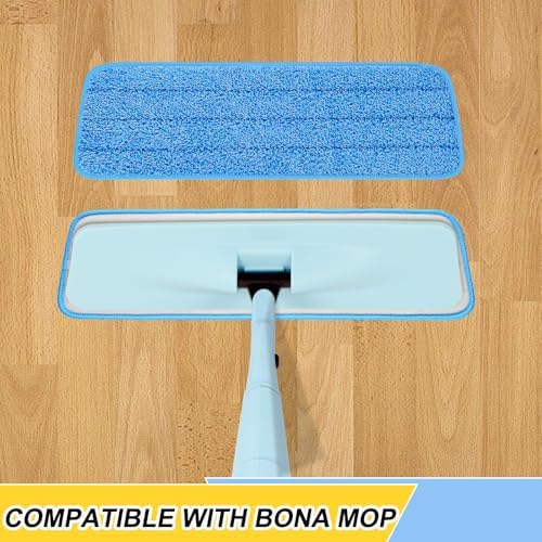 3 Pack 16.5 inch Reusable Mop Pads Microfiber Spray Mop Replacement Heads for Wet/Dry Mops Compatible with Bona Floor Care System (Blue)