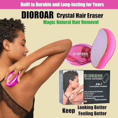 Crystal Hair Eraser,Upgrade Crystal Hair Remover,Physical Nano Glass Hair Removal Device,Painless Epilator and Exfoliator Without Shaver for Quick Soft Silky Skin(Hot Pink)