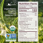 Kevala Organic Toasted Sesame Oil – Cold-Pressed, Unrefined, Pure Sesame Seed Oil for Cooking, Marinades, and Dressings; USDA Organic, Kosher, Non-GMO Certified – Vegetable Oil Alternative – 64 Fl Oz | 1-Pack