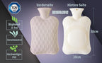Hot Water Bottle with Hand Pocket Cover–2.0L BPA Free PVC Water Bag, Odorless Superior Material, Grey