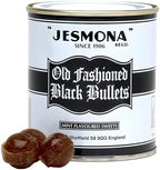 Jesmona Old Fashioned Black Bullets 250g (8.8 Oz) - Mint Flavored British Hard Candy Gift Tin, Peppermint Balls English Boiled Sweets, Travel Sweet & Imported Confectionery Treat from England, UK