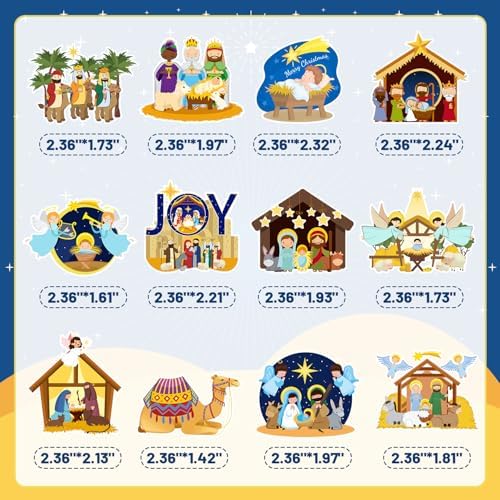 24 PCS Nativity Cupcake Toppers, Christmas Religious Nativity Party Decorations Happy Birthday Jesus Nativity Cake Toppers Cake Decorations for Winter Holiday Party Religious Education Supplies