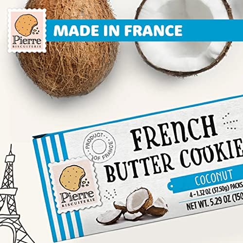 Pierre Biscuiterie French Butter Cookies with Coconut 5.29 Ounce Box (Pack of 1)