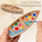 Toyvian Unfinished Wood Sailboat Model, DIY Wooden Canoe Rowboat Set Blank Miniature Ship for Painting Nautical Crafts Summer Beach Party Decor and Kids Creative Projects