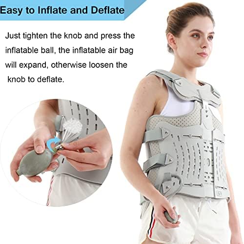 TLSO Inflatable Thoracolumbar Fixed Back Spinal Brace, Pain Relief and Straightener for Fractures Lightweight & Adjustable Back Brace for Kyphosis,Osteoporosis,Mild Scoliosis & Post Surgery Support,