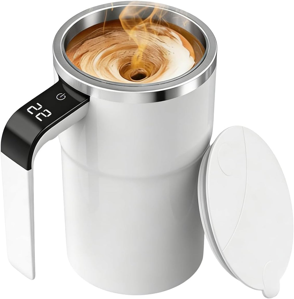 Self Stirring Coffee Mug, Electric Auto Mixing Cup for Coffee & Protein Shakes, Rechargeable, 13 oz Black, Perfect for Office & Home Use