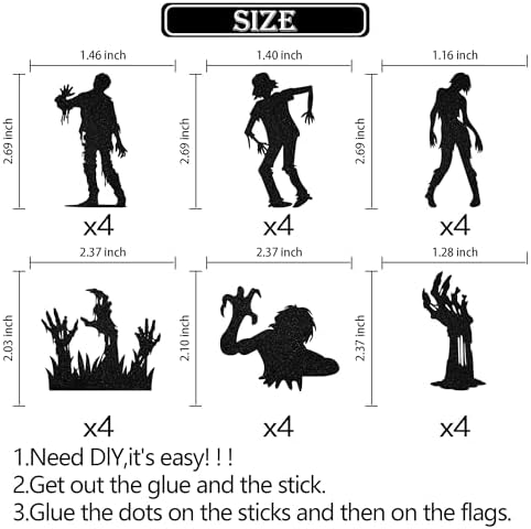 24Pcs Halloween Zombie Cupcake Topper - Zombie Birthday Party Decorations - Horror Halloween theme Birthday Baby Shower Decorations Black