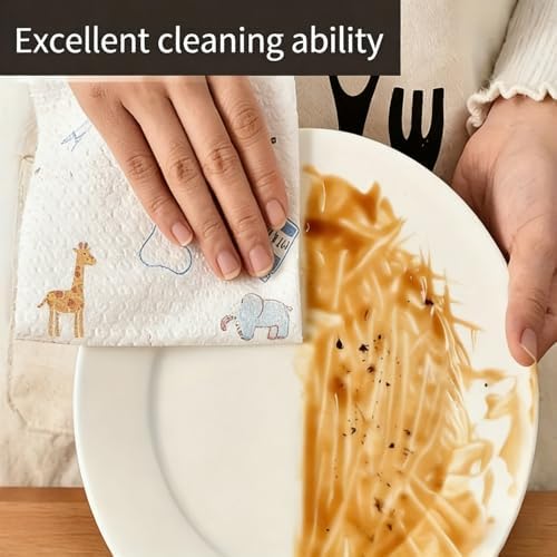 Lazy Rags Kitchen Paper Towels, 1 Roll (400 Sheets), Disposable Washable Dry and Wet Towels, Non-Stick Oil Dish Cloths for Degreasing and Household Cleaning