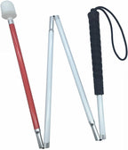 Aluminum Mobility Folding White Cane for Vision Impaired and Blind People (Folds Down 4 Sections) (120 cm (47.2 inch), Black Handle)