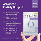 Proceive Max Tailored Fertility Supplement for Men, Pre Conception Vitamins, Minerals, and Amino Acids with Vitamin D, Zinc, Selenium, and Vitamin E, 30 Vegan Drink Mix Packets, Orange Flavor