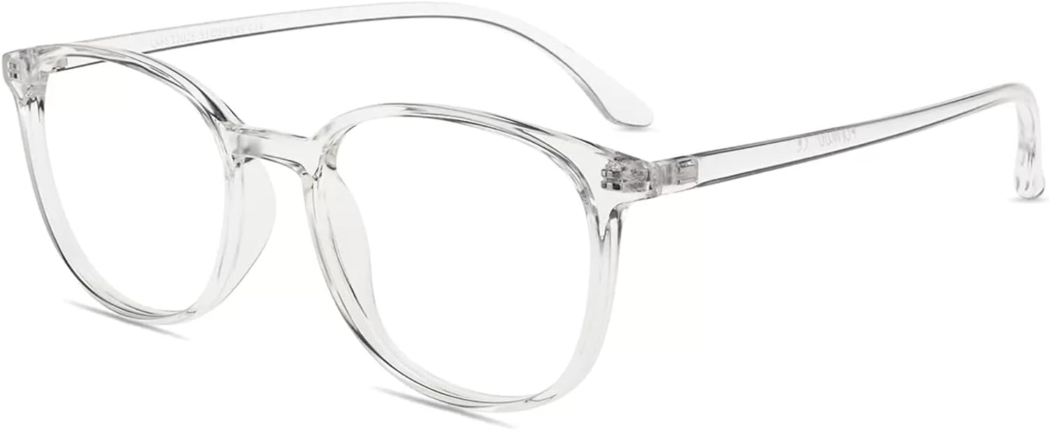 Firmoo Classic Square Blue light Blocking Computer/TV Reading Glasses,Glare Free Readers,Lightweight Plastic Frame Unisex Women/Men(Clear Frame)