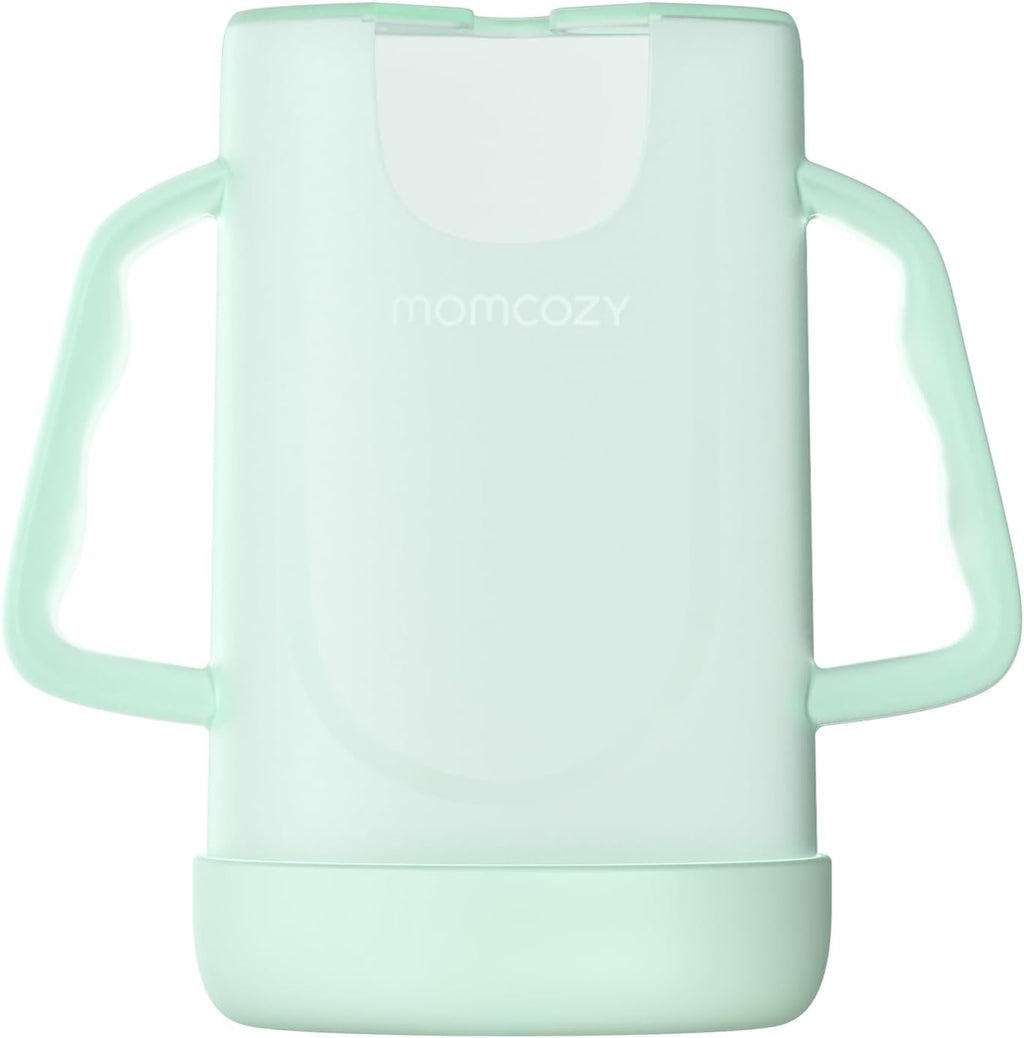 Momcozy Baby Pouch Holder No Squeeze, Baby Food & Juice Box Holder, Mess-Free, Easy Grip for Self-Feeding, BPA-Free & DEHP-Free, Must-Have for Babies, Green