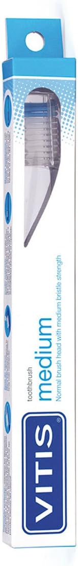 Vitis - Medium Toothbrush - Manual - Recyclable Handle - Daily use - 1 Unit of Random Colours