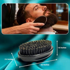 4.3 IN Natural Boar Bristle Beard Brush for Men, Premium Wooden Handle with Boar Bristles - Pocket Travel Mustache Grooming Tool for Husband & Father
