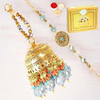 Ghasitaram Gifts Rakhis Online - Rakhi for Brother-RM-270 Bhaiya Bhabhi Rakhi with 400 GMS of Soan Papdi