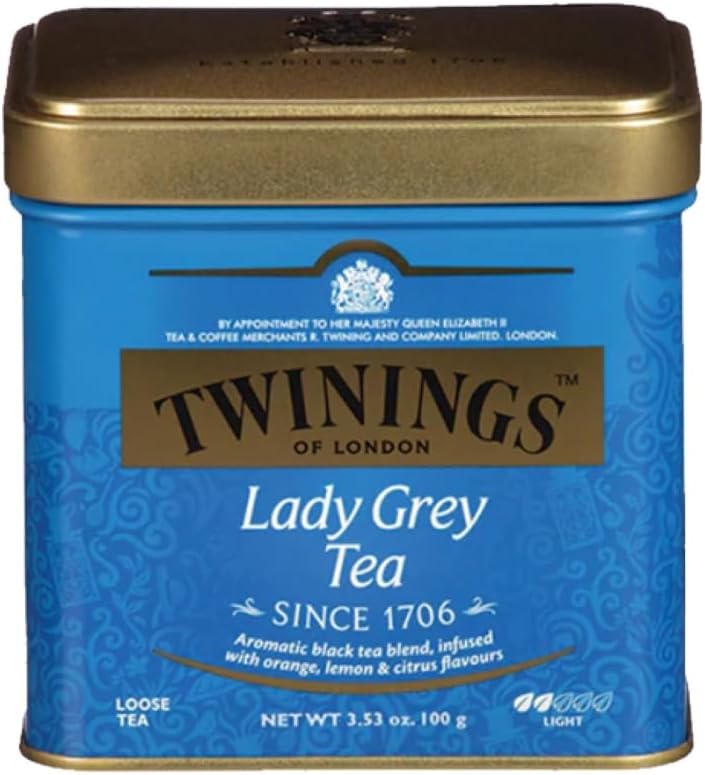 Twinings Lady Grey Loose Black Tea, 3.53 Ounce Tins (Pack of 6), Lemon & Orange Peel, Caffeinated, Enjoy Hot or Iced