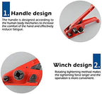 MYFAMIREA Heavy Duty Poly Strapping Tensioner and Cutter Manual Banding Tools Windlass for 1/2" -3/4" Width Polyester Polyproplyn Strap - Passion Red