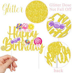 Lollipop Birthday Cake Topper Candy Party Supplies Candyland Birthday Party Decorations Gold Glitter Candyland Cake Topper Decorations for Candyland Theme Birthday Party Sweet Baby Shower Decorations