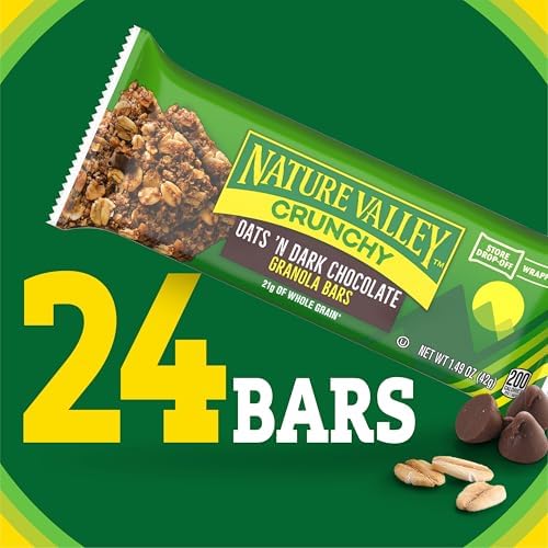 Nature Valley Crunchy Granola Bars, Oats 'N Dark Chocolate, 24 Bars, 17.88 oz (12 Pouches)