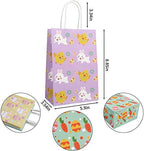 CCINEE 12PCS Easter Gift Bags,Bunny Kraft Paper Treat Bags with Handles Egg Chick Candy Bag for Kids Party Gift Wrapping