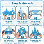 Chinco 20 Pieces Blue Castle Boxes Princess Candy Box Glitter Birthday Party Favor Treat Gift Princess Party Decorations Castle Table Centerpiece for Bridal Girls Wedding Birthday Baby Shower Supplies