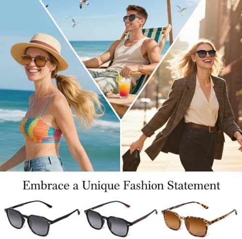 LADEESSE Reading Sunglasses for Women, Stylish Reading Glasses, Lightweight Square Readers for Men & Women