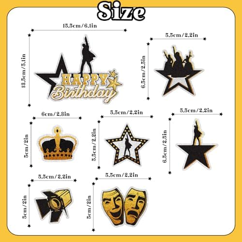 7pcs Musical Star Cake Decor,Ha*ilton Birthday Cake Topper Cupcake Toppers, American Musical Broadway Theater Party Decorations For Kids Adults Fan