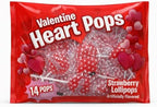 Valentine Heart Pops Strawberry Lollipops, Red Heart Shaped Hard Candy Suckers, Individually Wrapped, 42 Count