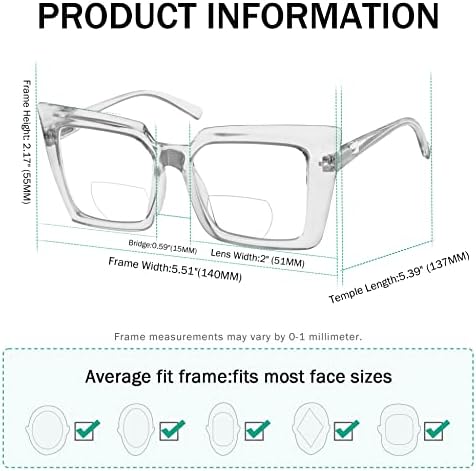 Eyekepper Transition Photochromic Bifocal Readers Reading Glasses for Women Oversized