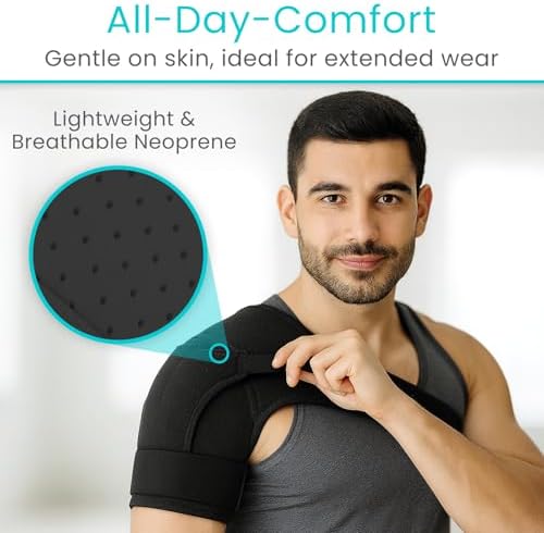 Vive Shoulder Brace for Women & Men - Injury Recovery Compression Support Sleeve - for Rotator Cuff Injuries, Arthritis, Sprain, Dislocation, PT - Targeted Inflammation Pain Relief (Black, Medium)