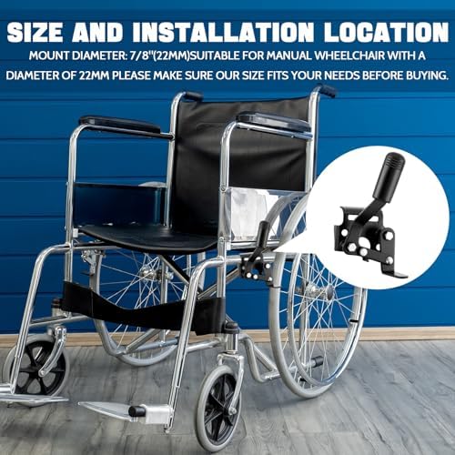 2 Pcs Heavy Duty Wheelchair Brakes Wheel Locks Wheelchair Parts Mount Bolt on Style for 7/8 Inch Tubing Universal Wheel Lock Brake Assembly Medical Transport Chair Brake Side (Black)