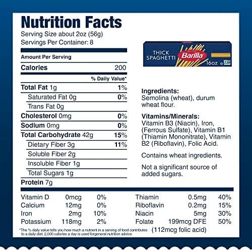 Barilla Thick Spaghetti Pasta, 16 oz. Box (Pack of 20) - Non-GMO, Made with Durum Wheat Semolina - Kosher Certified