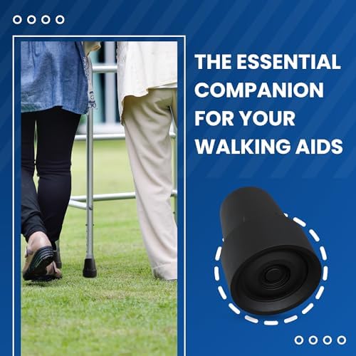 Gadgetime USA Cane Tips (Pack of 2) - 3/4" Heavy Duty Rubber Cane Tips Replacement - Durable and Non-Slip Walking Stick Tips for Canes, Crutches, and Walkers - Black