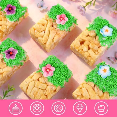16 Count Edible Spring Flower Cake Decorations,Blue Purple Flowers Icing Decorations for Cupcake Toppers, Edible Royal Sugar Sprinkles for Cakes Toppers, Cookies, Cupcakes