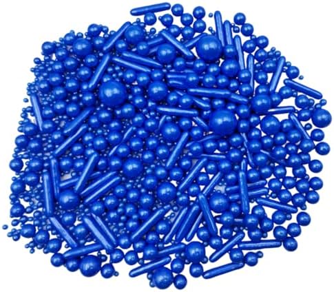 Edible Royal Blue Pearl Sugar Sprinkles Candy Mix Size Baking Edible Cake Decorations Cupcake Toppers Cookie Decorating Wedding Party Valentine Halloween Christmas Supplies 100g/3.53oz