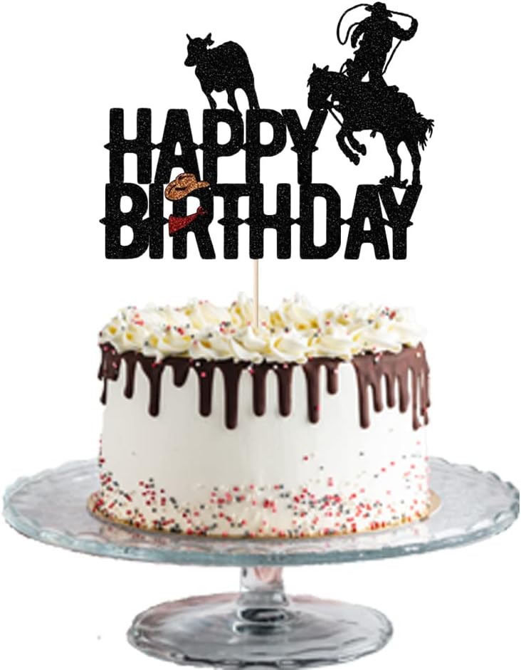 Cowboy Happy Birthday Cake Topper shiny cowboy happy birthday cake topper for boys girls cowboy themed birthday decorations