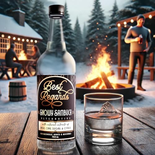BEST REGARDS Snowy Sambuca | Non-Alcoholic Liqueur | The World’s Leading Developer of Non-Alcoholic Spirits, Liqueurs & Mocktails | 25.4 FL OZ (750 ML)