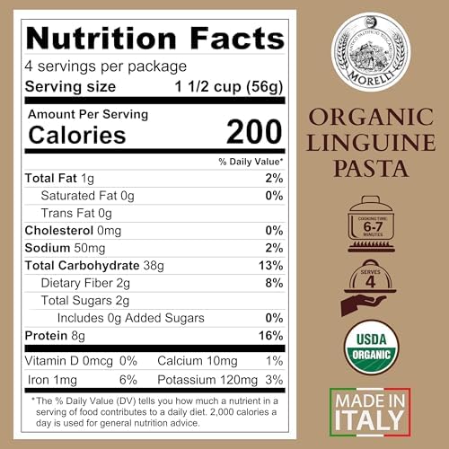 Morelli Squid Ink Pasta Linguine - Organic Black Pasta Noodles, Durum Wheat Semolina, Italian Nero Di Seppia Made in Italy - 8.8 oz / 250 g (Pack of 1)