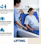 Positioning Bed Pad with Handles 48" x 40" Washable Transfer & Slide Sheet for Moving Patients, Turning & Lifting, Draw Sheet for Hospital Bed, Blue