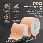 OK TAPE PRO Kinesiology Tape Uncut Roll, Elastic Physical Therapy Athletic Tape for Pain Relief, Muscle Support, Kinetic Tape, Water Resistant, 2in X 16.4ft -Mixed 4 Pack