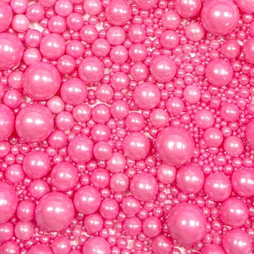 Sprinkles Edible Pink Pearl Sugar Sprinkles Candy 142g/5.01oz Mix Size Pink Pearls Baking Cupcake Toppers Cookie Ice Cream Decorations for Wedding Parties Valentines Day Halloween Christmas